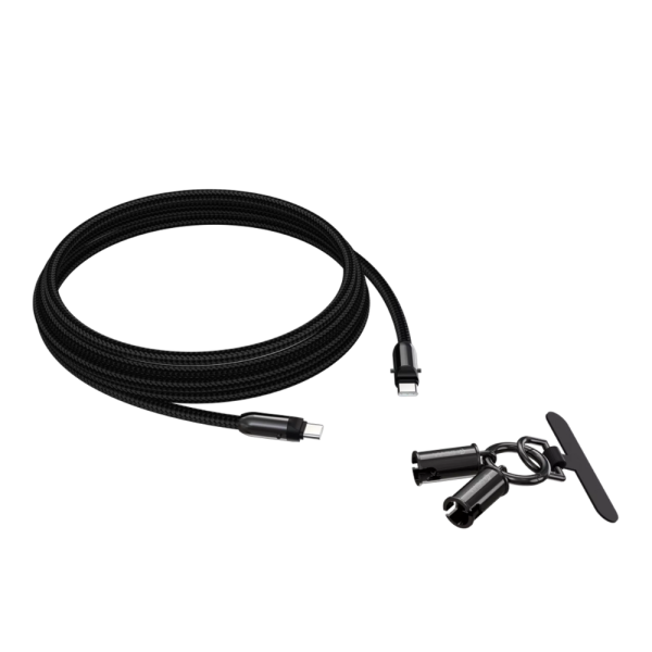 Devia - 1.2m (60W) Lanyard Woven Braided PD - USB-C to USB-C Cable - Black - Image 5