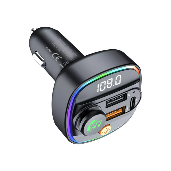 Devia - 30W USB-C FM Wireless Bluetooth Transmitter USB Port Car Adapter - Black - Image 4